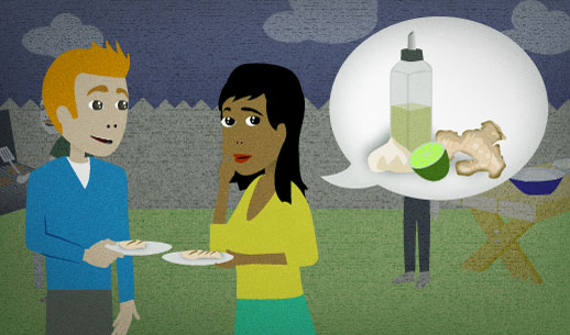 English Lesson: I marinated it overnight in some garlic, ginger, lime, and olive oil.