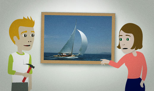 English Lesson: It's crooked. It's tilting to the right.