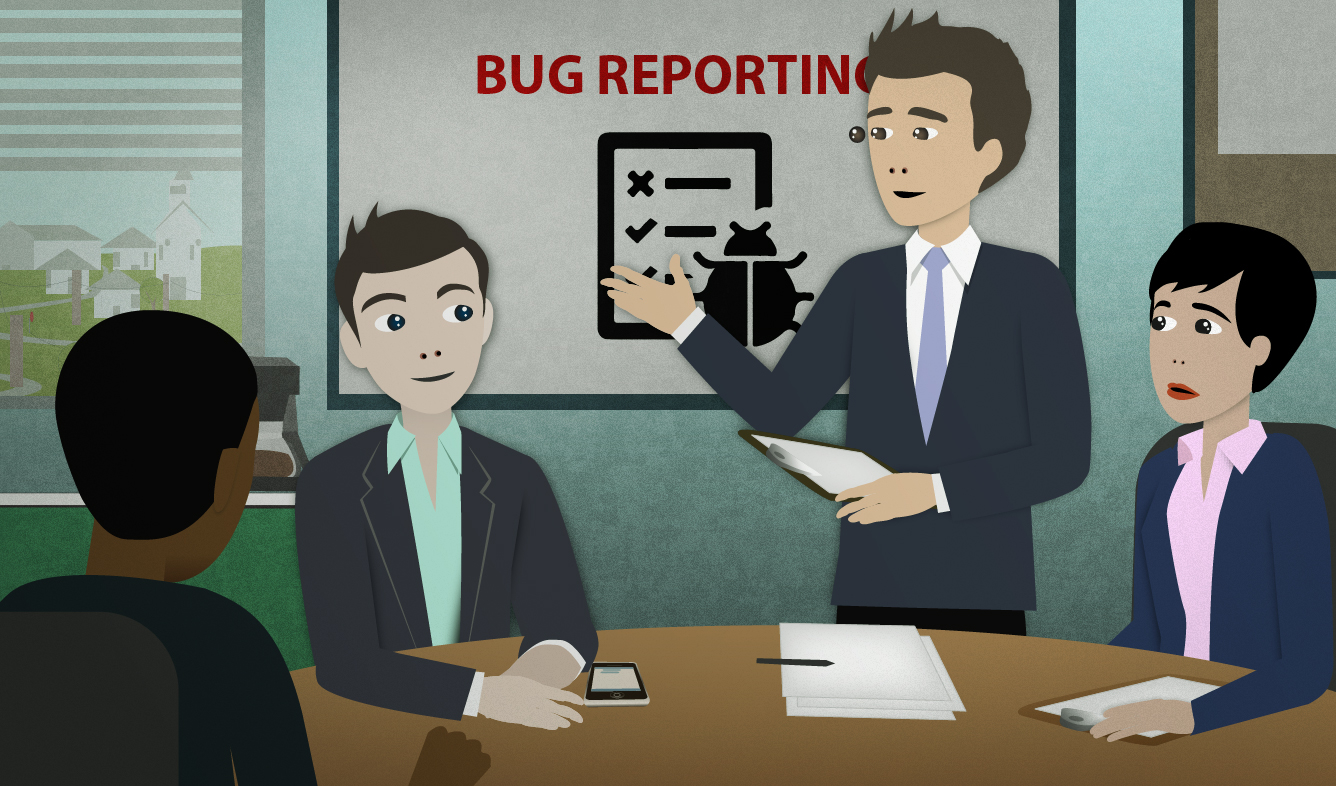 English Lesson: OK. Let’s move on and discuss our bug reporting process.