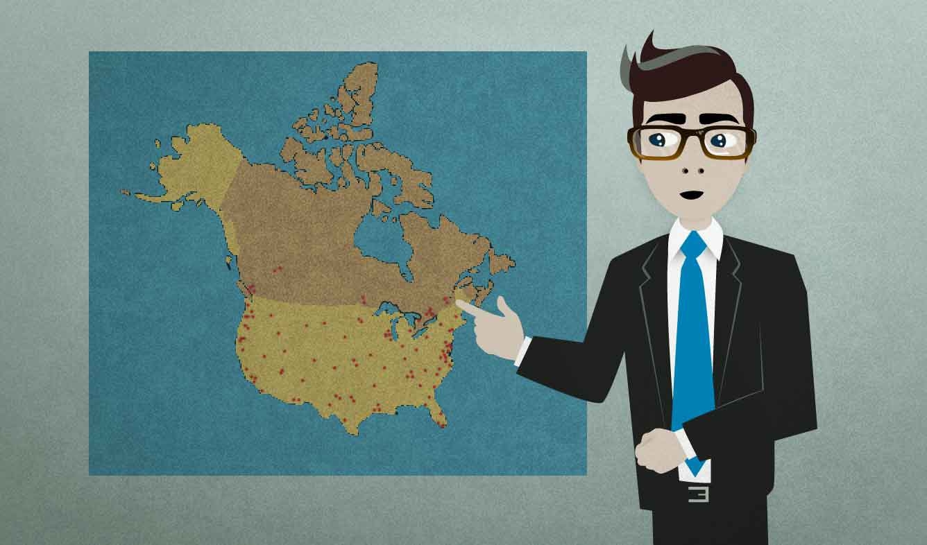 English Lesson: We have over 300 locations across the U.S. and Canada.